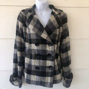 Forever 21 Size Small Checked Heavy Double Breasted Belted Short Jacket Coat